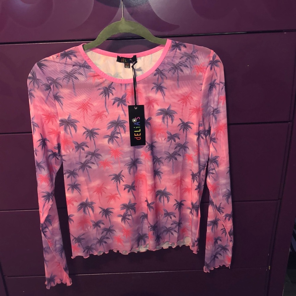 NWT Dolls Kill pink/purple mesh shirt